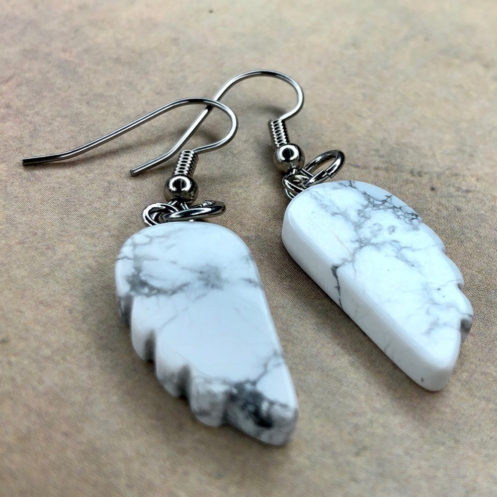 Howlite Angel Earrings